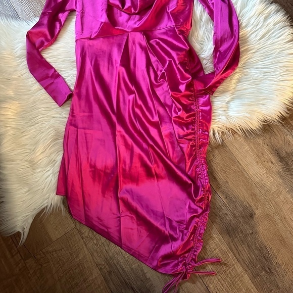 MORE TO COME Brigette Drape Front Dress In Berry Pink - Picture 3 of 5